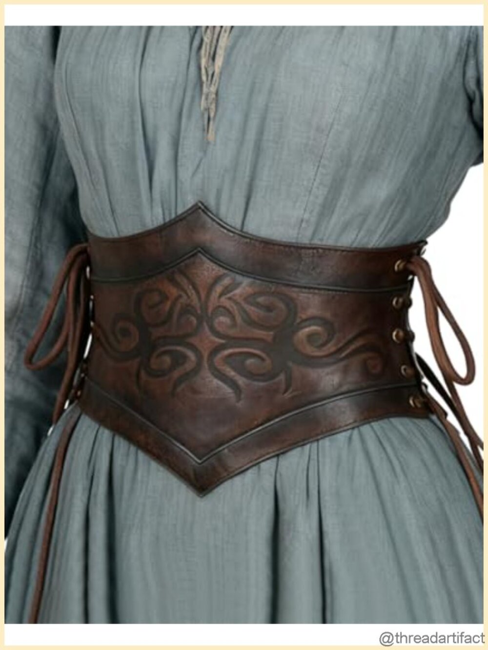 PU Leather Viking Corset Belt Wide Cinch Renaissance Medieval
